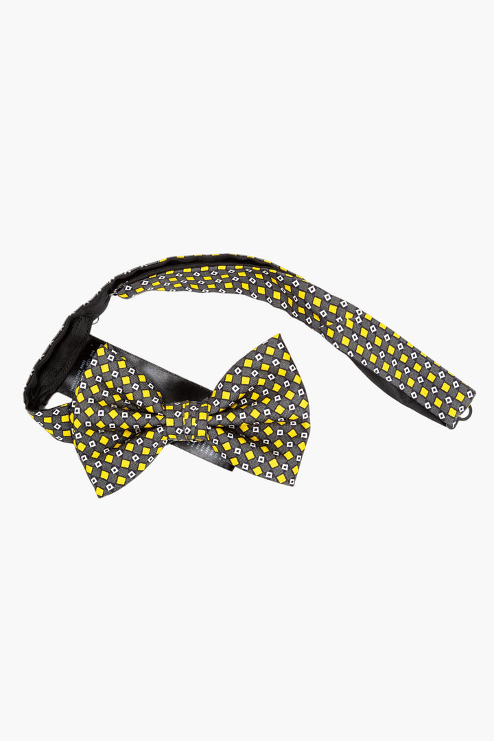 Prada Elegant Geometric Pattern Ties - Dark Grey-Yellow, Made in Italy