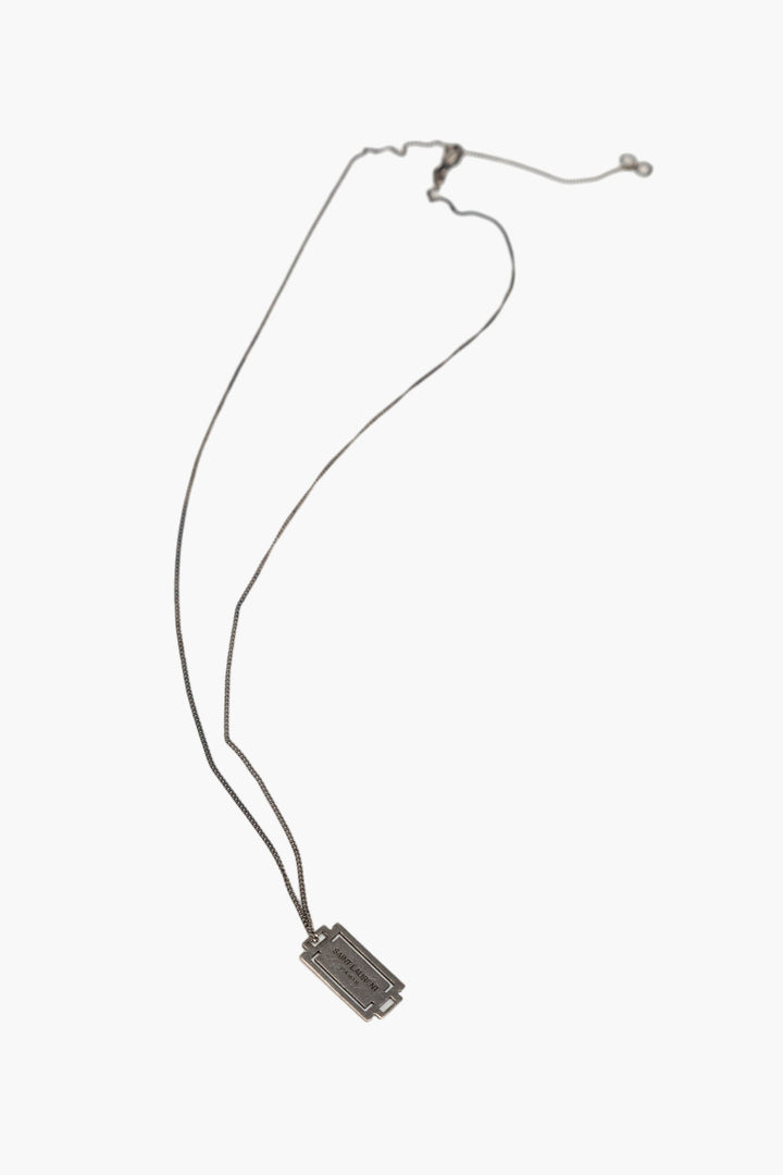 Saint Laurent Bijoux Grey Necklace with Iconic Logo Engraving