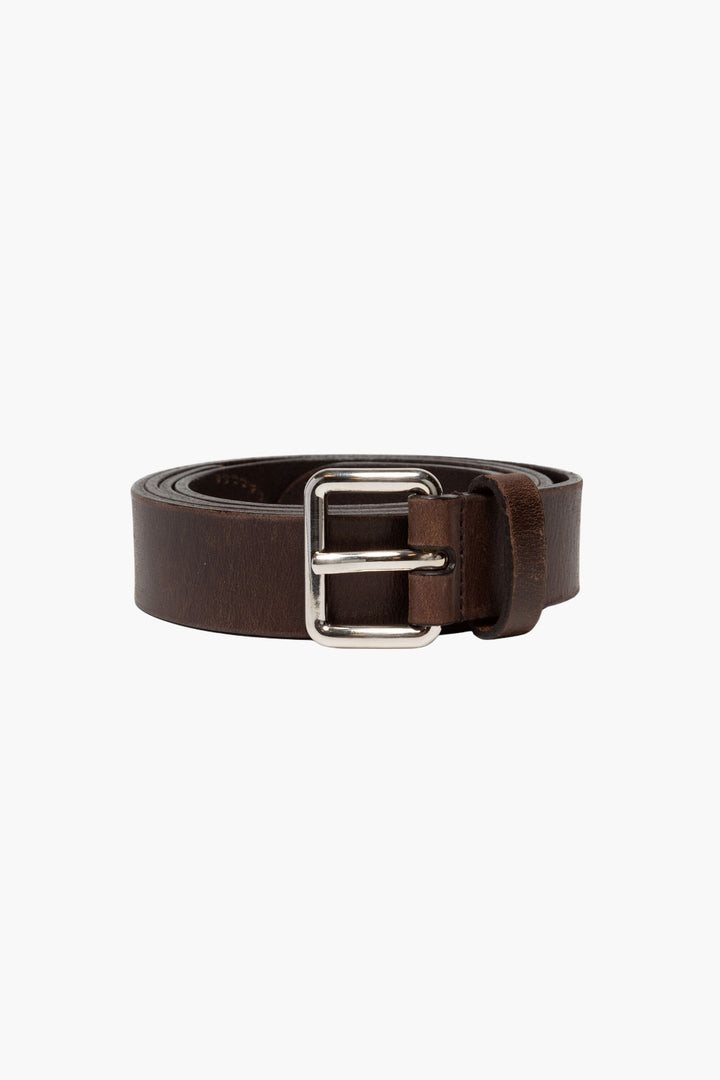 Prada Brown Leather Belt with Silver-Tone Buckle - Made in Italy