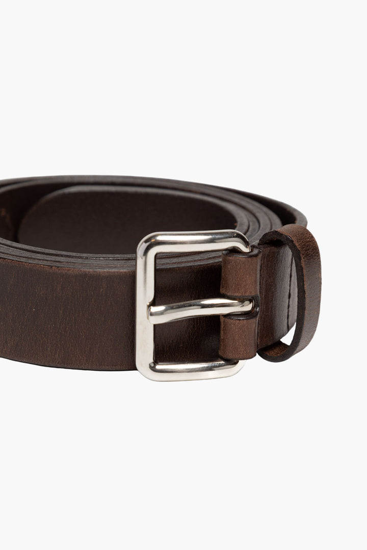 Prada Brown Leather Belt with Silver-Tone Buckle - Made in Italy