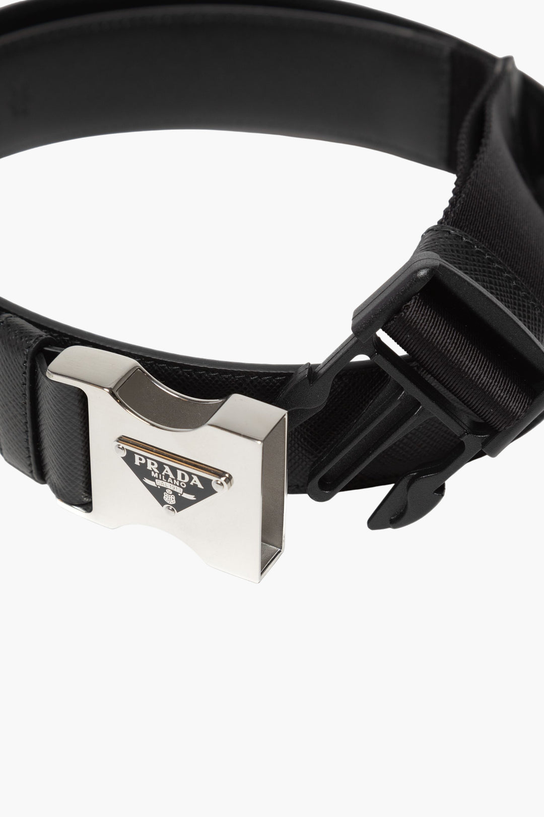 Prada Black Leather Belt with Iconic Branded Buckle - Made in Italy