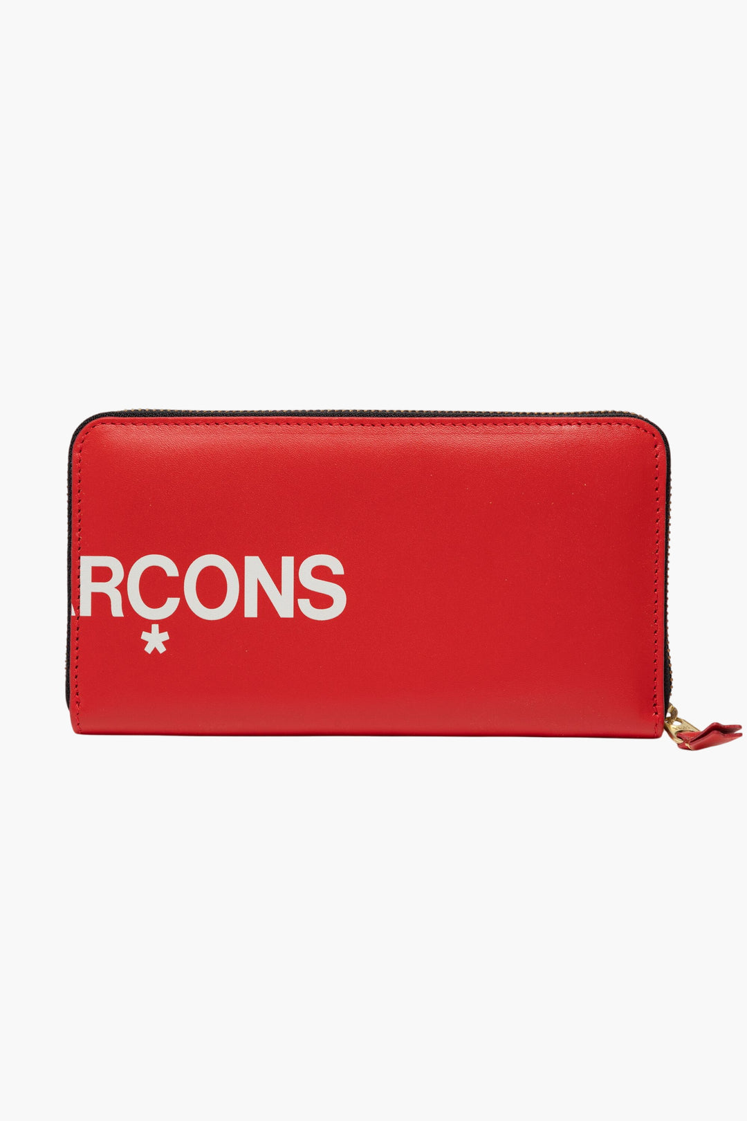 Comme des Garcons Red-White Leather Wallet with Zip-Around Closure