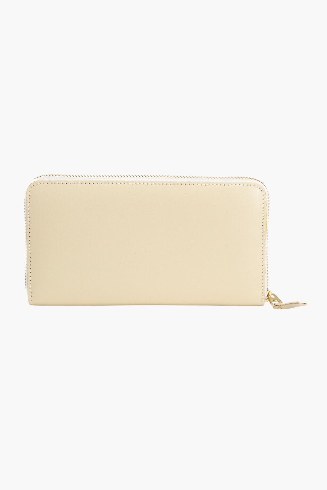 Comme des Garçons White Leather Wallet with Zip-Around Closure