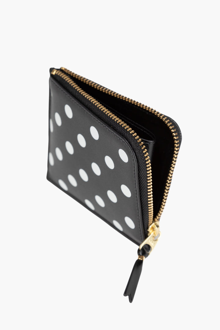 Comme des Garçons Black Polka Dot Wallet with Zip-Around Closure