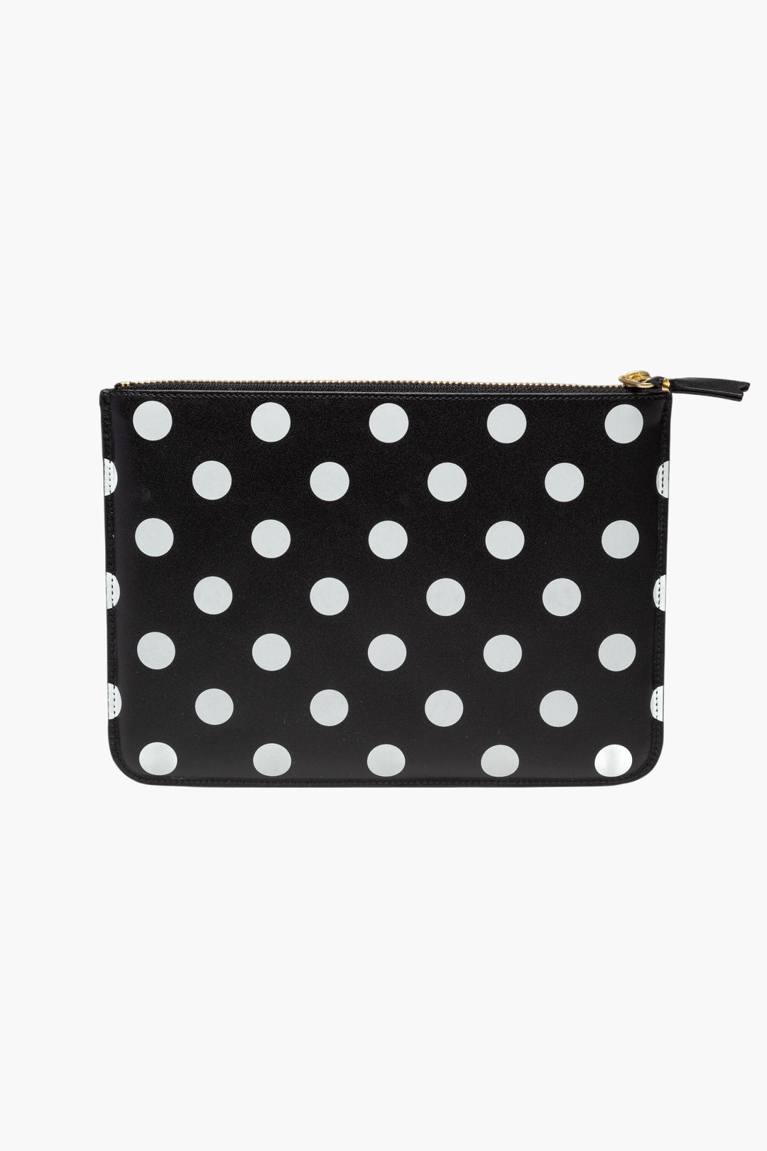 Comme des Garcons Black Polka Dot Leather Wallet with Gold-tone Zipper