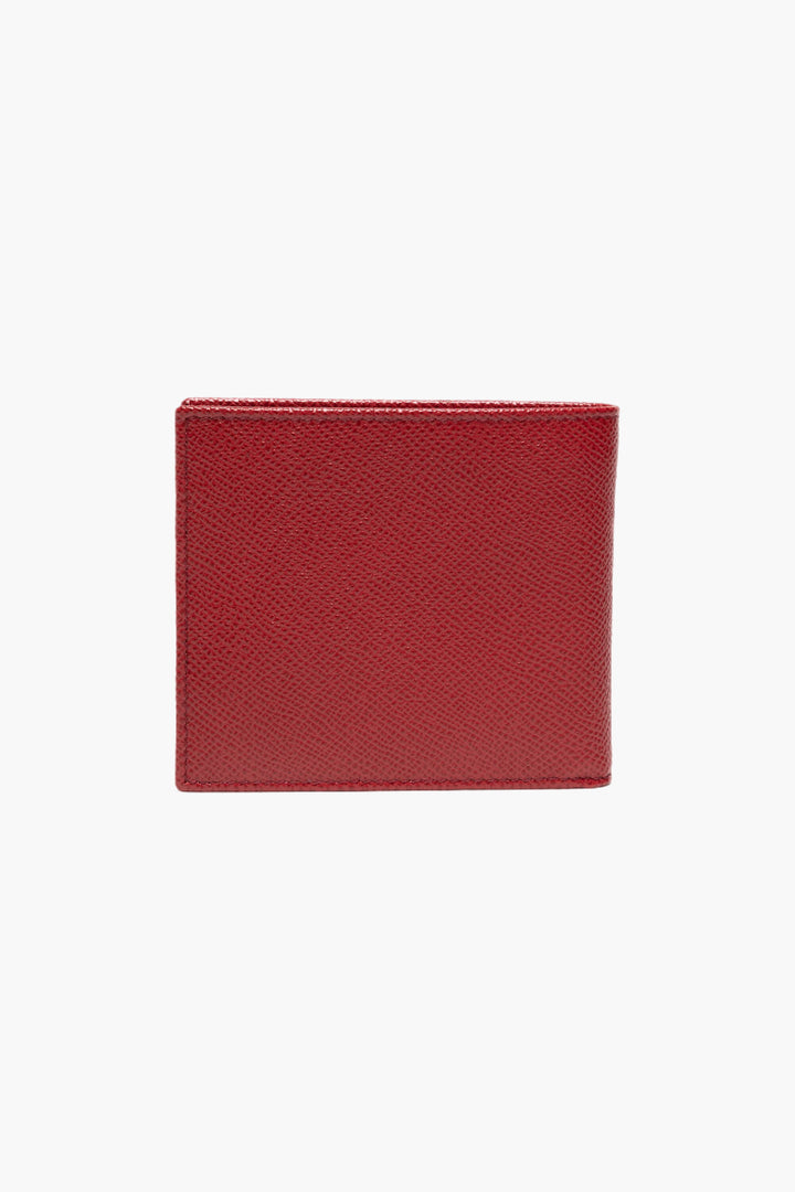 Dolce & Gabbana Red Leather Wallet with Metallic Logo Plaque