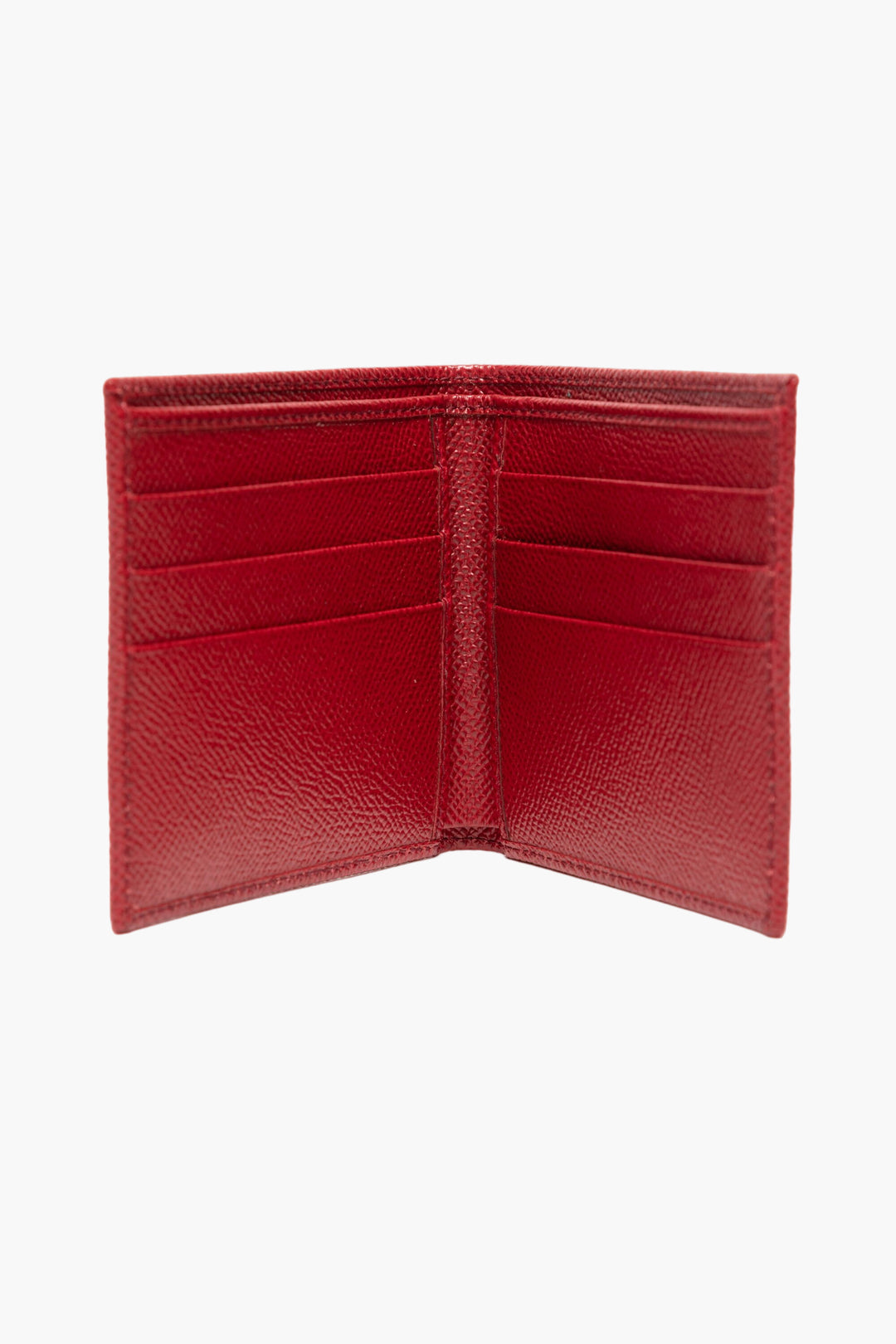 Dolce & Gabbana Red Leather Wallet with Metallic Logo Plaque