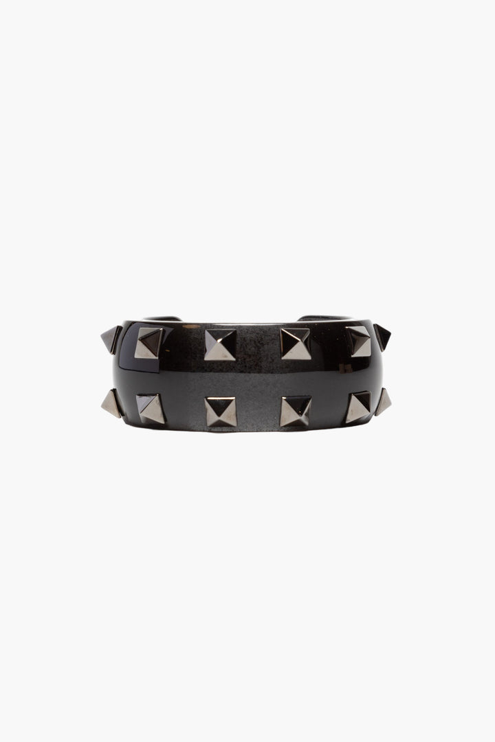 Valentino Bijoux Black Bracelet with Pyramid Studs - Made in Italy