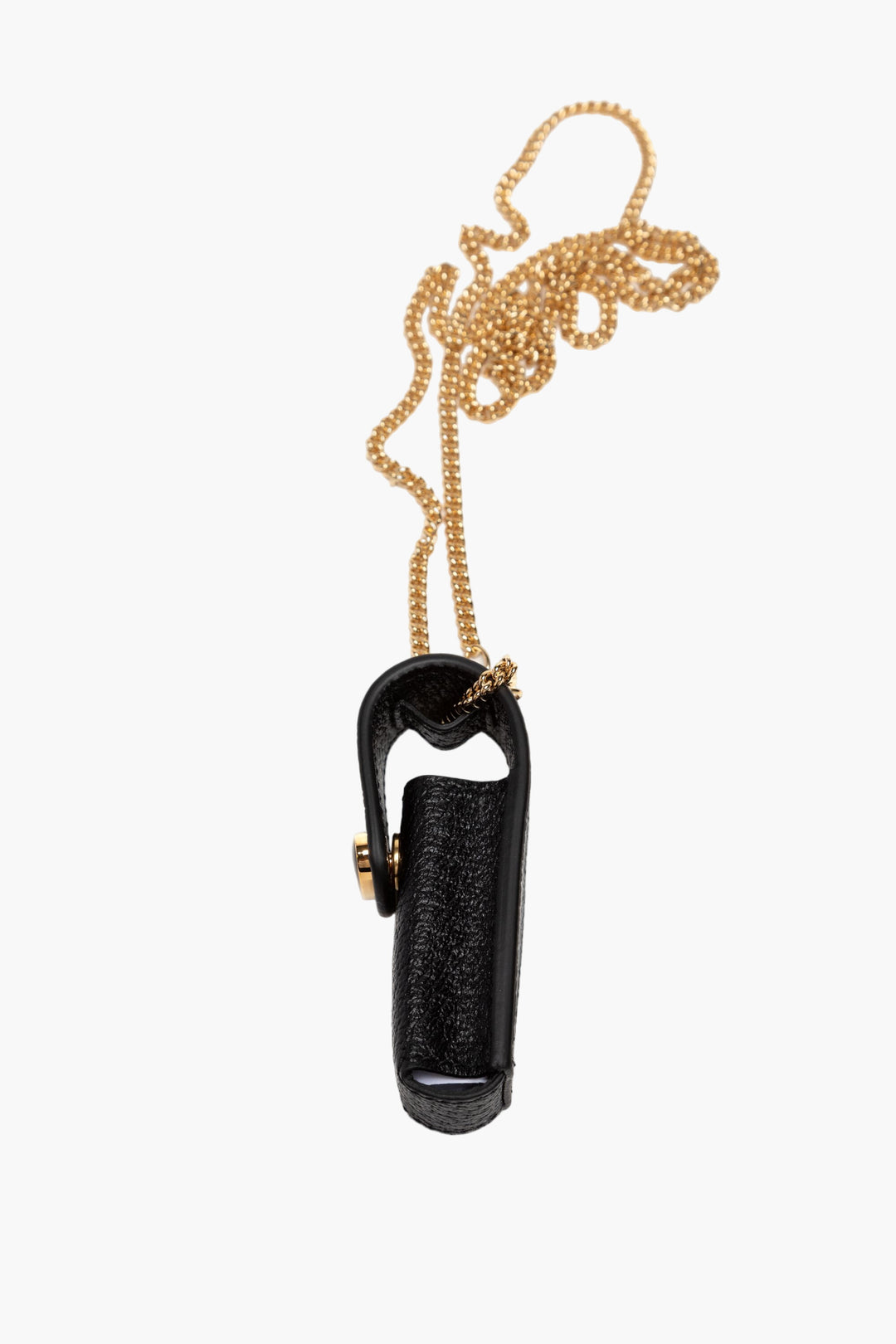 Gucci Bijoux Black Leather Accessory with Gold GG Logo and Chain