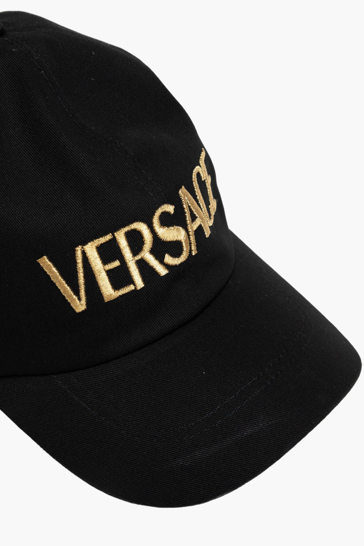 Versace Black-Gold Hat with Embroidered Logo - Luxury & Stylish Accessory