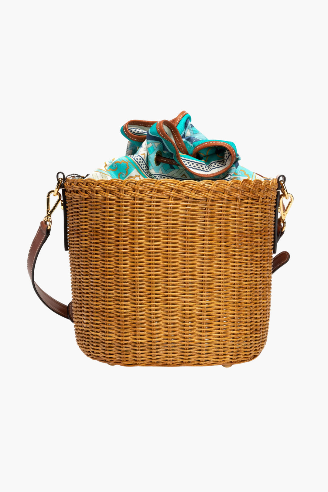 Etro Multicolour Bucket Bag with Wicker and Leather