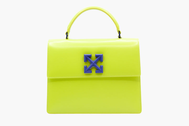 Off-White Neon Yellow Bag with Blue Arrow Logo