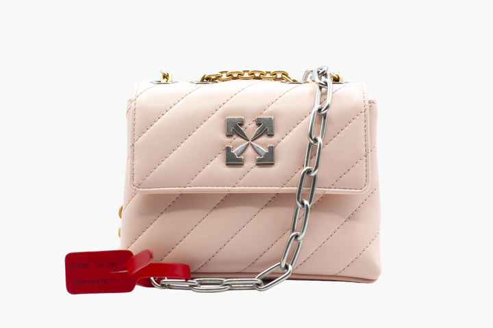 Off-White Pink-Multi Quilted Leather Bag with Chain Strap and Arrow Logo