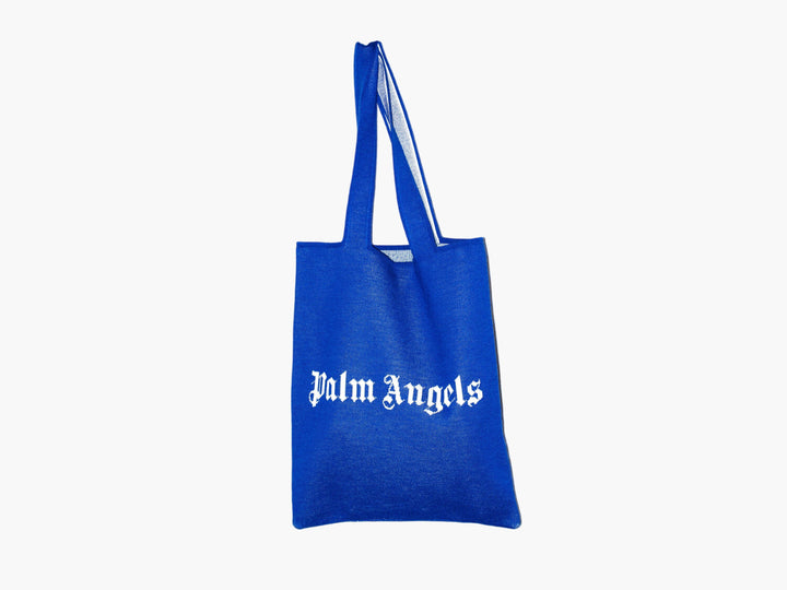 Borsa tote Palm Angels blu-bianca con logo