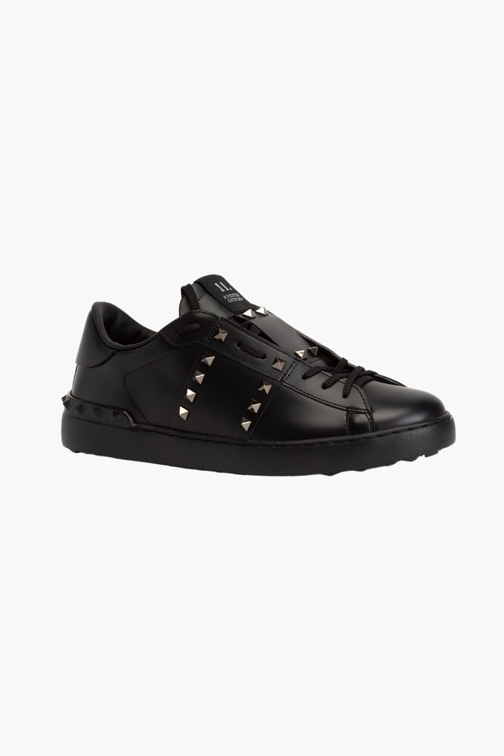 Valentino Sneakers Black Leather with Signature Studs – Made in Italy