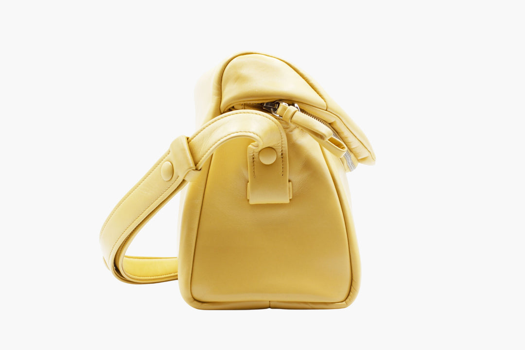 Prada Yellow Bag - Elegant Designer Handbag Made in Italy with Adjustable Strap and Secure Zip Closure