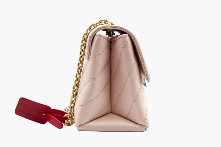 Off-White Pink-Multi Quilted Leather Bag with Chain Strap and Arrow Logo