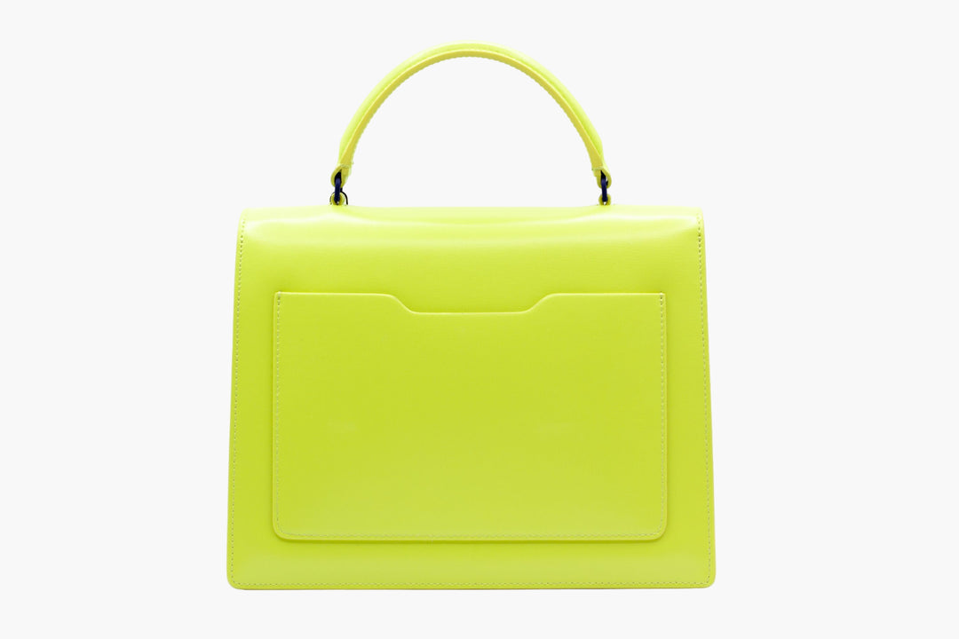 Off-White Neon Yellow Bag with Blue Arrow Logo