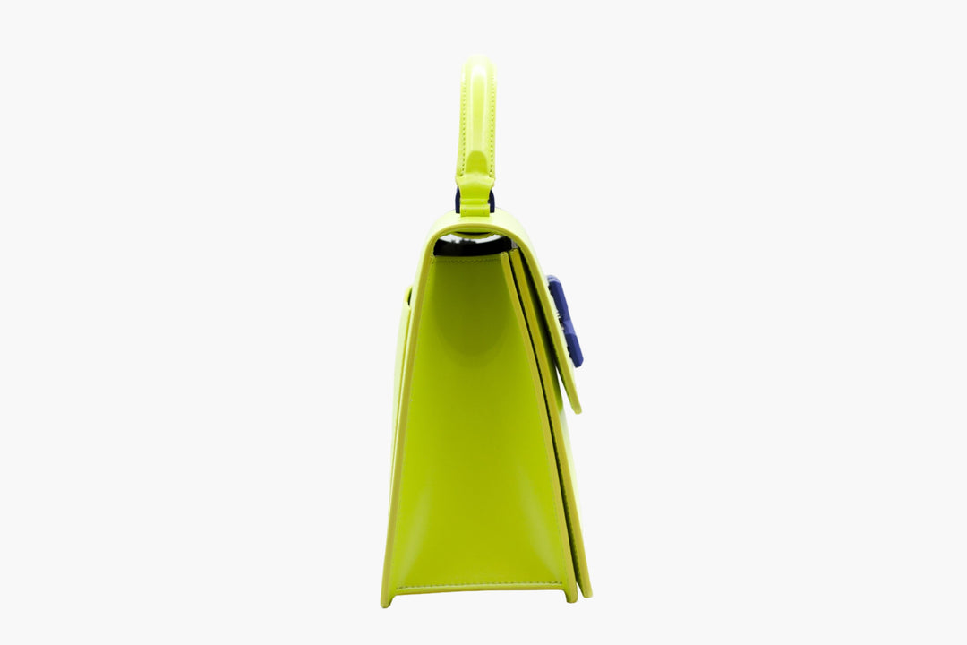 Off-White Neon Yellow Bag with Blue Arrow Logo