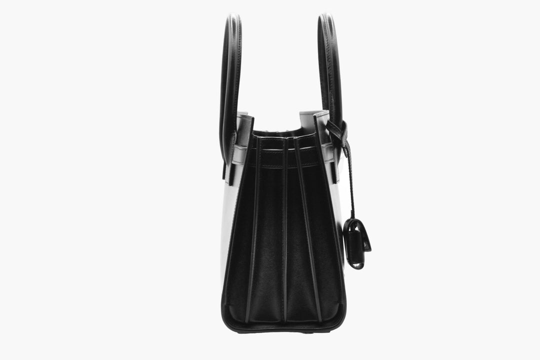 Saint Laurent Black Leather Bag with Gold Hardware - Made in Italy