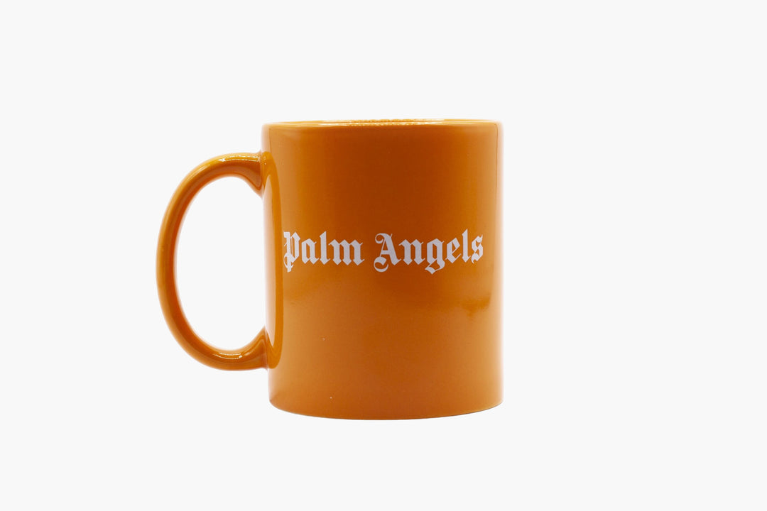 Palm Angels Orange-White Ceramic Mug with Logo - Stylish Accessories