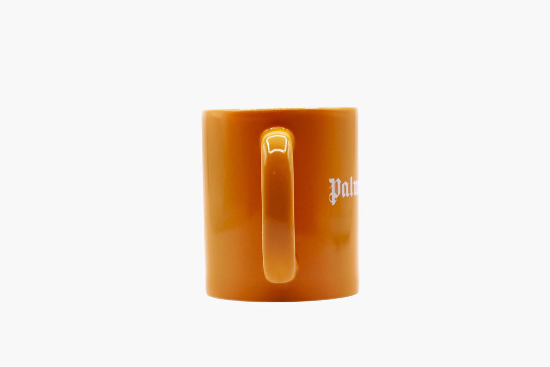 Palm Angels Orange-White Ceramic Mug with Logo - Stylish Accessories