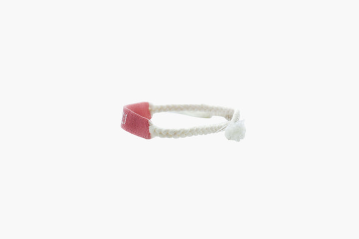 Palm Angels Bijoux Bracelet - Pink-White Woven Band with Iconic 'ANGELS' Label