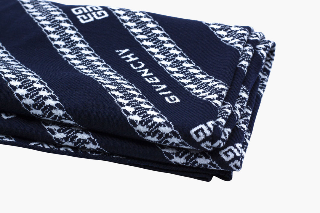 Givenchy Luxury Navy-White Scarf - Iconic Branding and High-Quality Material