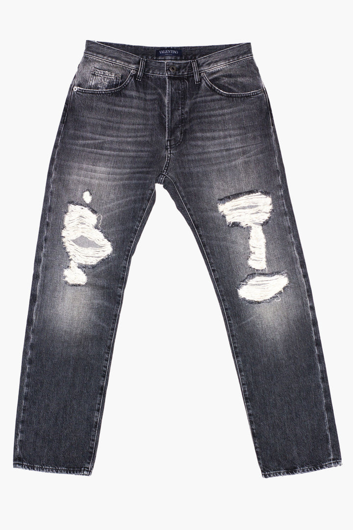 Valentino Distressed Black Jeans Made in Italy