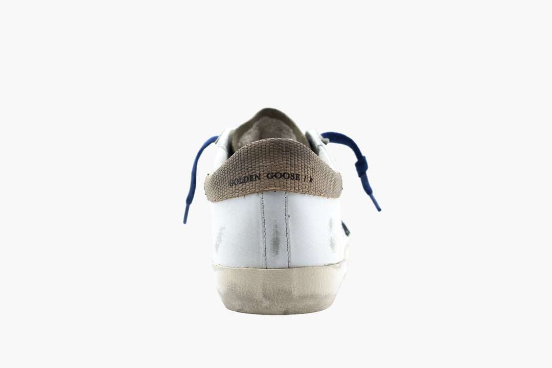 Golden Goose Italian Made White-Beige Distressed Sneakers with Signature Star Detail