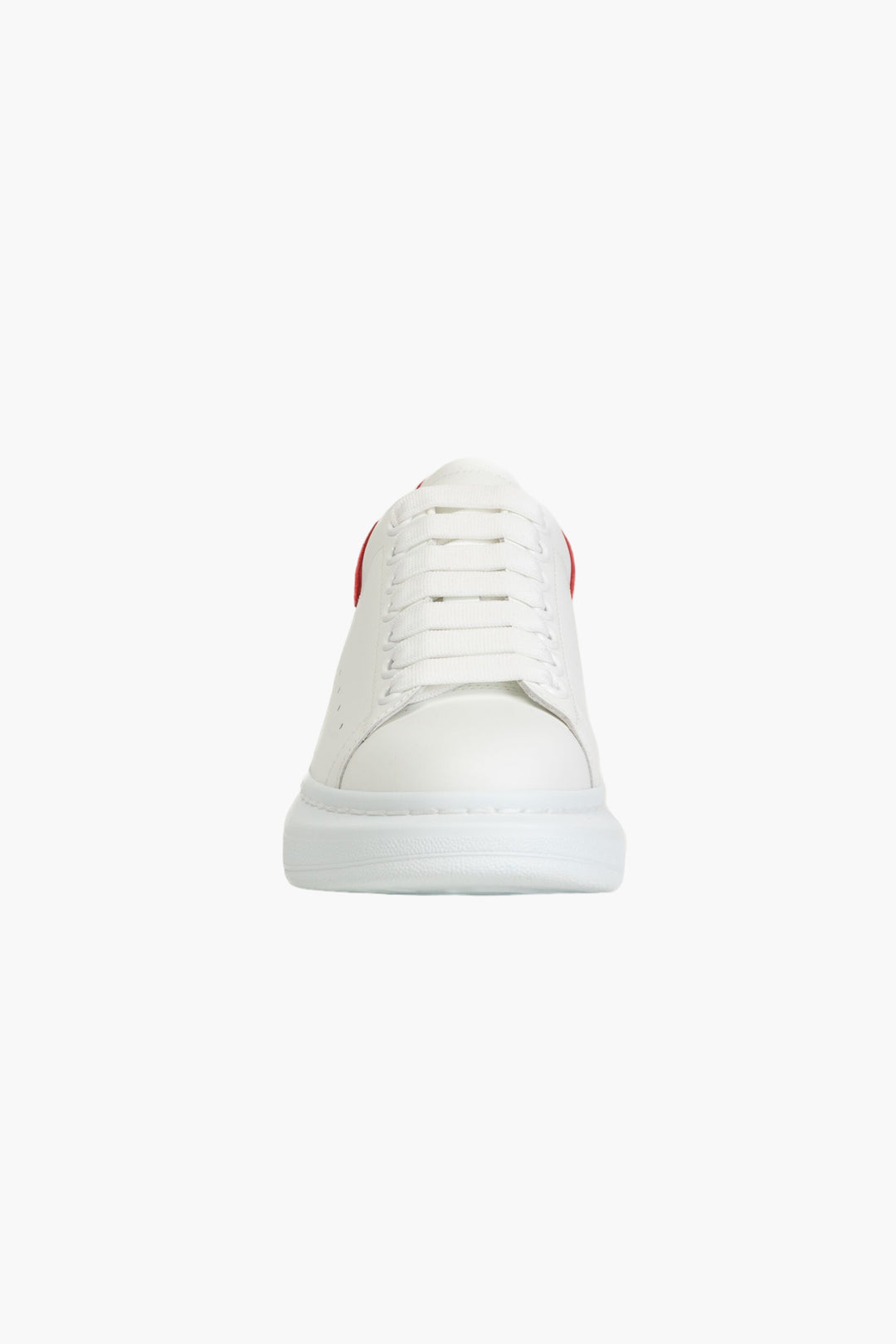 Alexander McQueen White-Red Leather Sneakers with Suede Heel