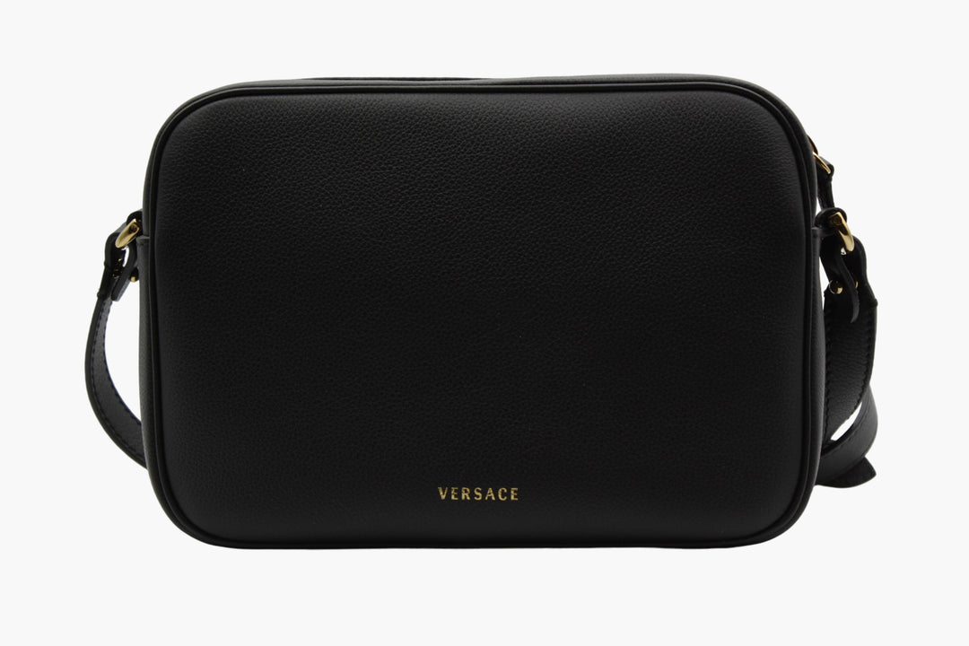 Versace Black Calf Leather Camera Shoulder Bag