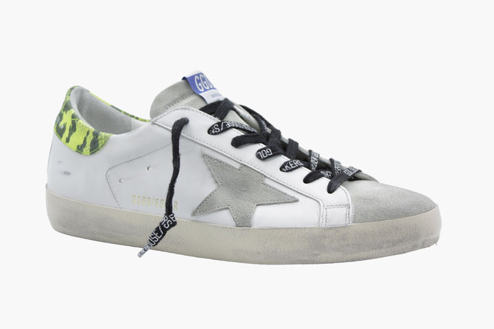 Golden Goose Distressed White-Multi Sneakers with Star Appliqué - Made in Italy