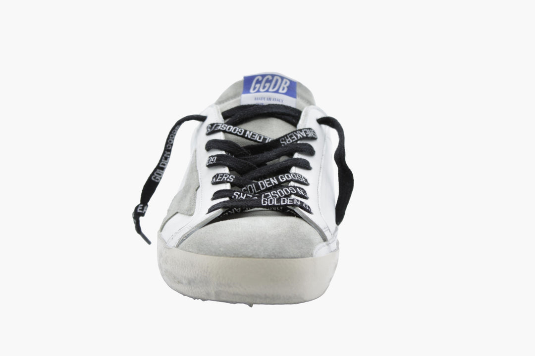 Golden Goose Distressed White-Multi Sneakers with Star Appliqué - Made in Italy