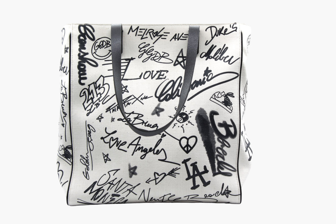 Golden Goose White Bag with Graffiti Design - Stylish and Versatile Accessory