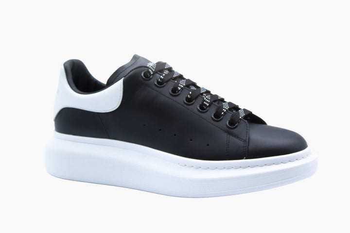 Alexander McQueen Black Leather Sneakers with White Sole