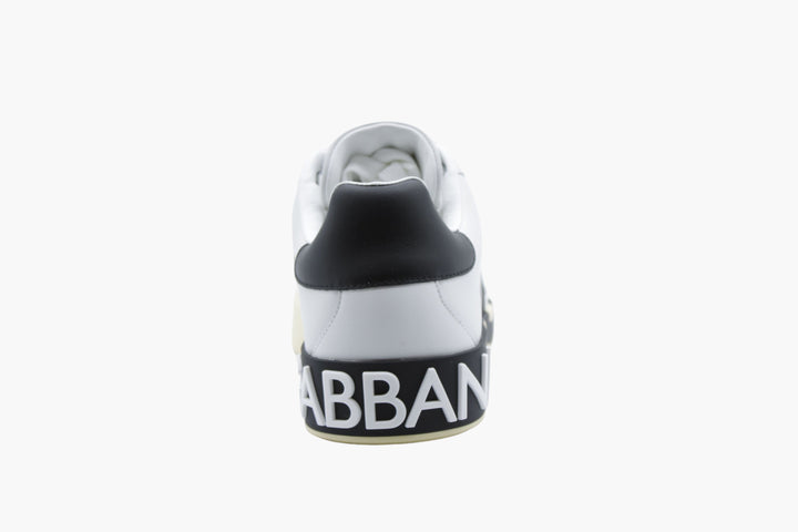 Dolce & Gabbana White Leather Sneakers with Bold Logo Accents