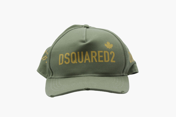 Cappello Dsquared2 con logo ricamato verde-giallo