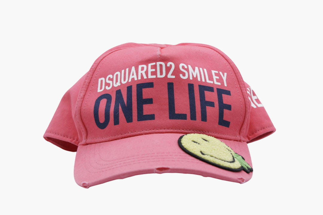 Cappello corallo ricamato Dsquared2 'One Life Smiley'