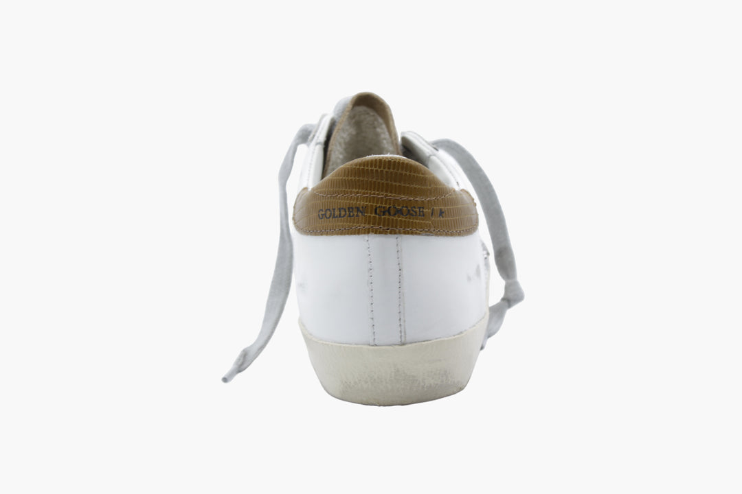 Golden Goose White-Brown Sneakers - Made in Italy with Star Patch and Scuffed Finish