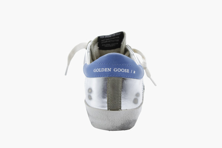 Golden Goose Silver-Blue Distressed Sneakers - Made in Italy