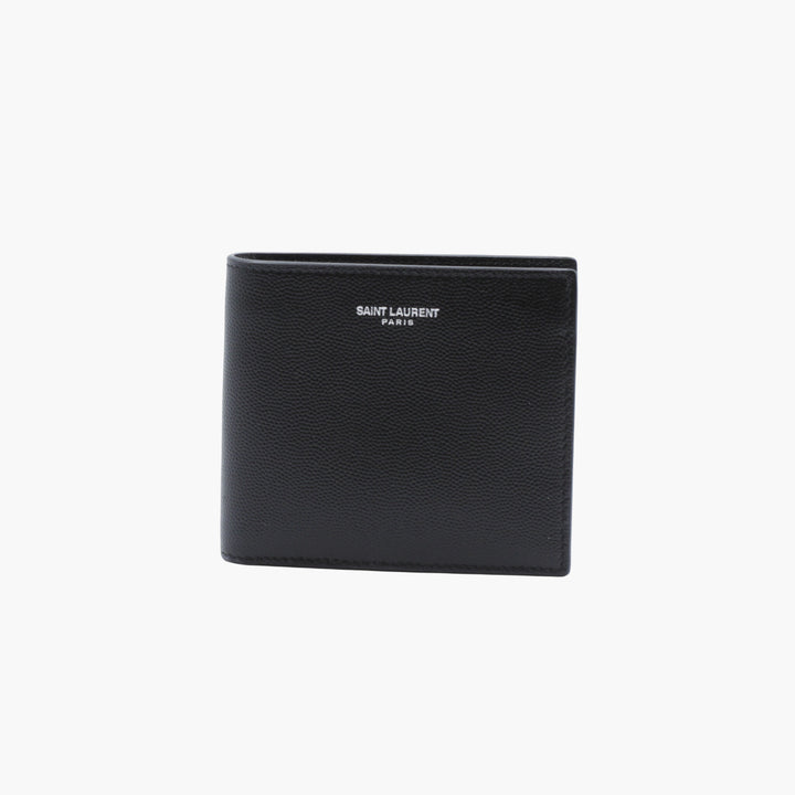 Saint Laurent Black Leather Wallet with Embossed Logo