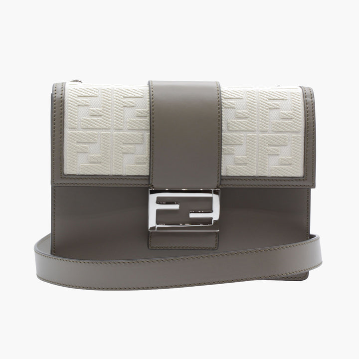 Fendi Bags - Elegant Grey-white Handbag with Iconic FF Logo Design