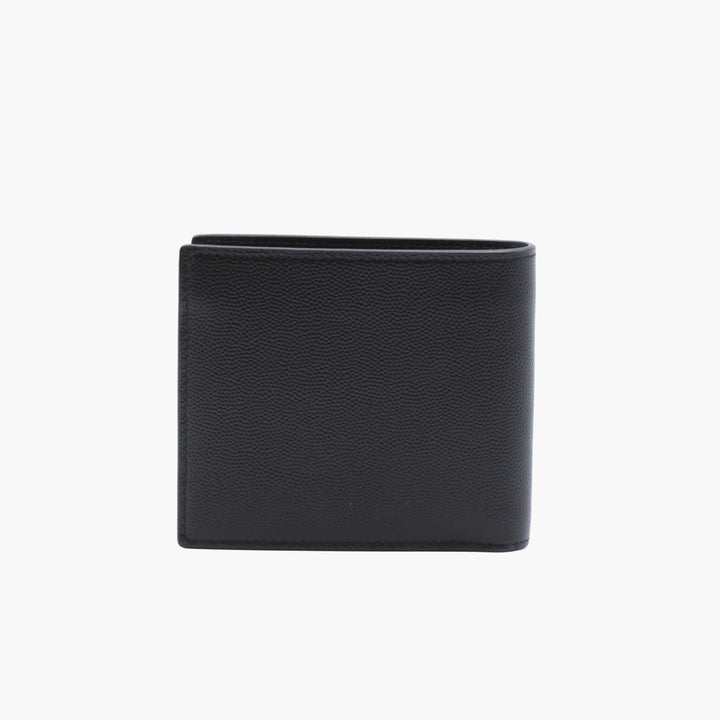 Saint Laurent Black Leather Wallet with Embossed Logo