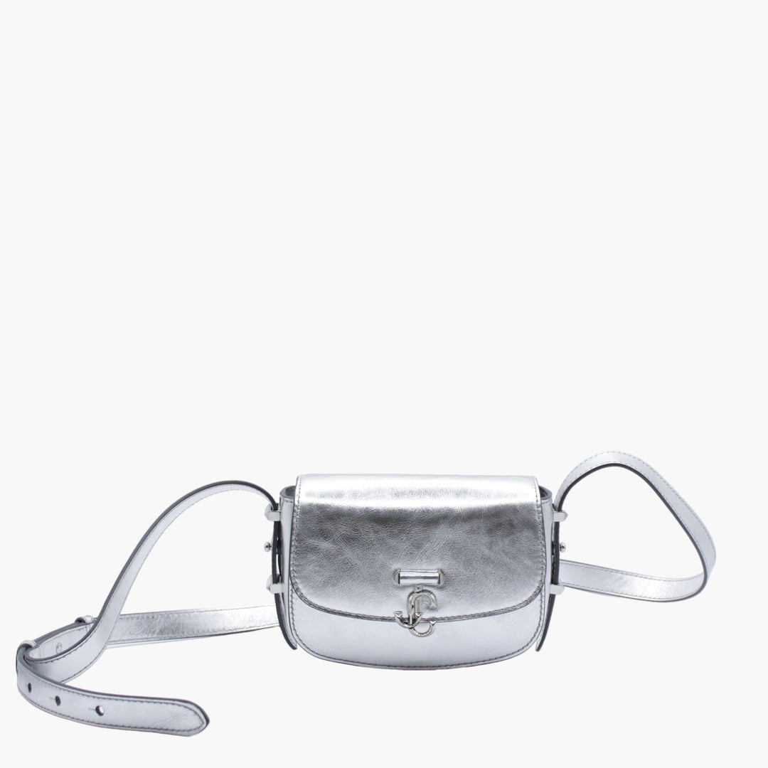 Jimmy Choo Varenne Satchel Silver Bag with Adjustable Strap