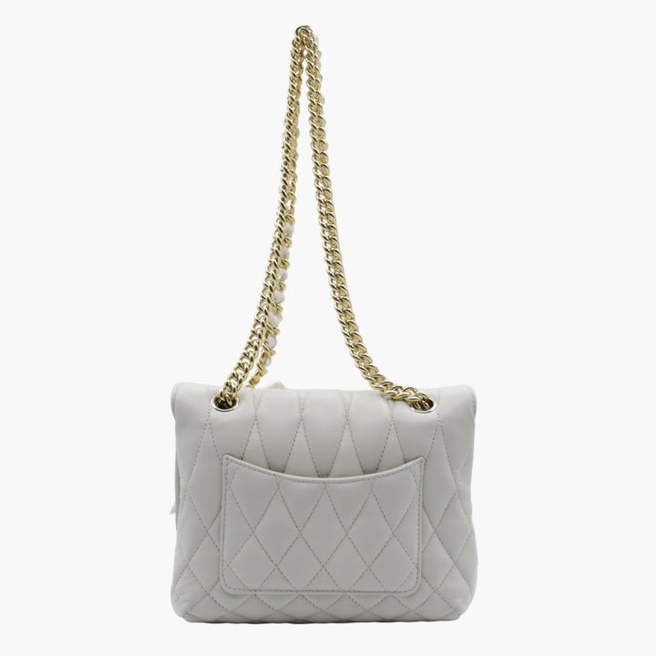 Lanvin White Bag with Gold-Tone Chain Strap and Quilted Design