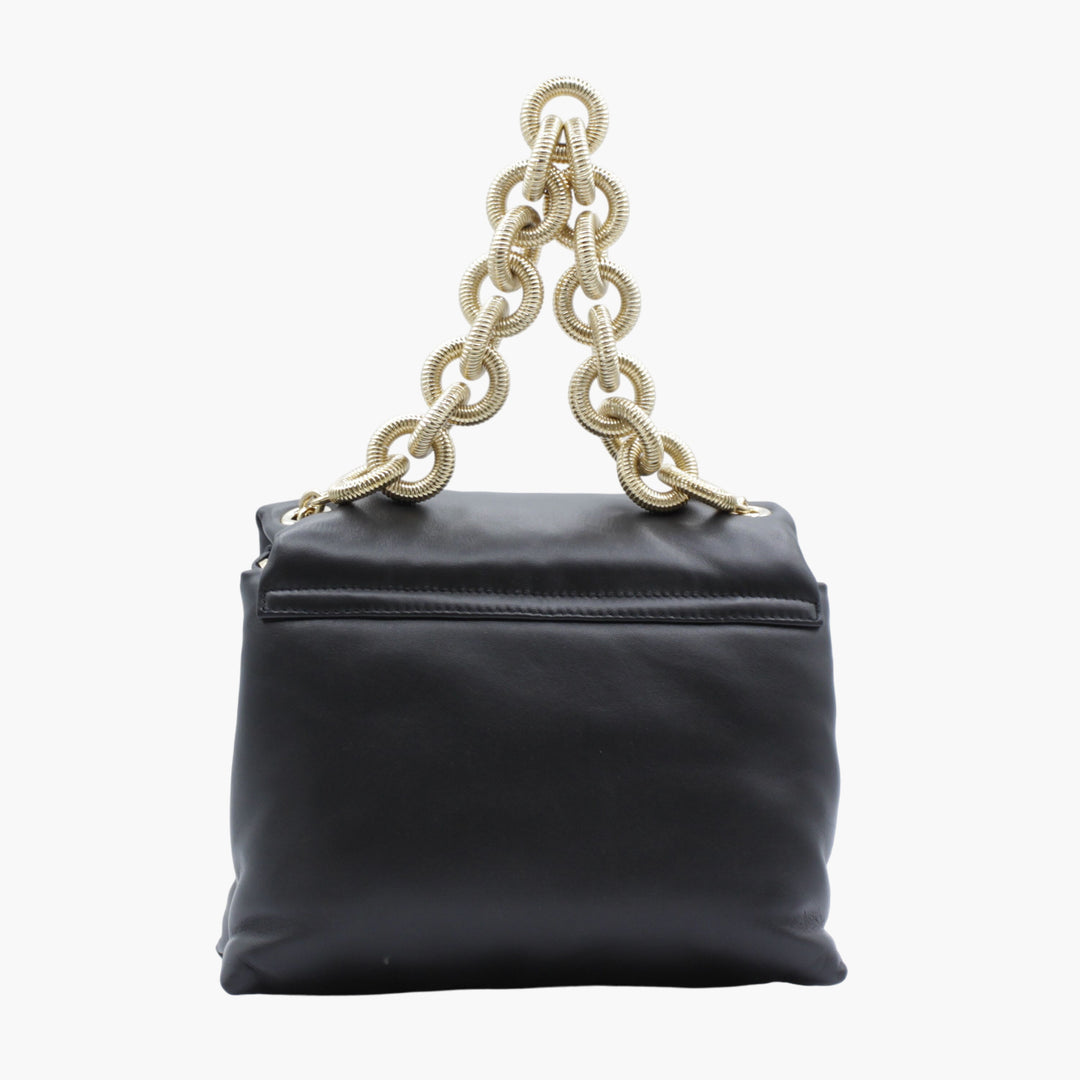 Lanvin Black-Gold Leather Bag with Luxurious Gold Chain Handle