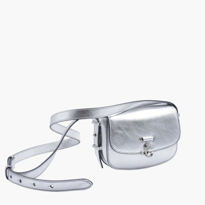 Jimmy Choo Varenne Satchel Silver Bag with Adjustable Strap