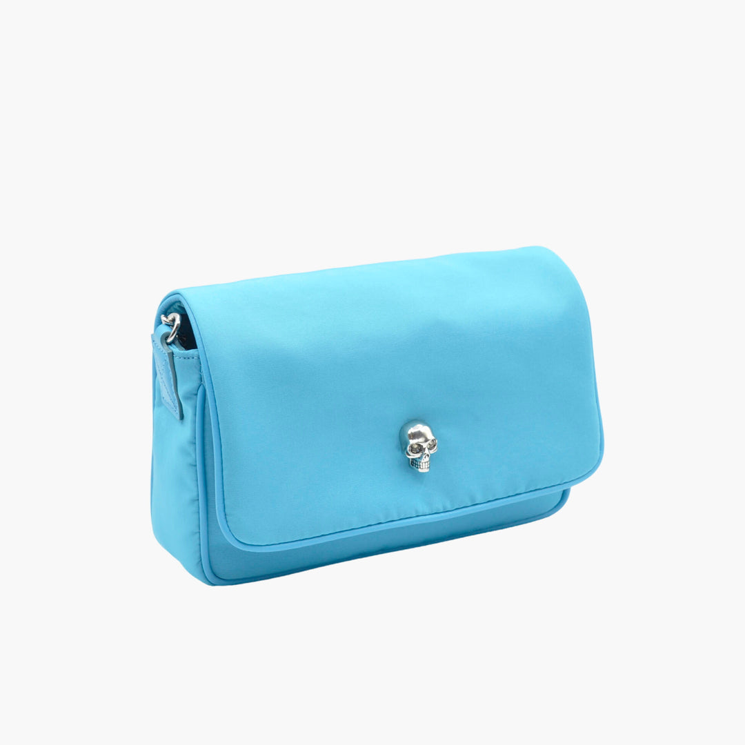 Borsa blu Alexander McQueen con decorazione teschio firmata - Made in Italy