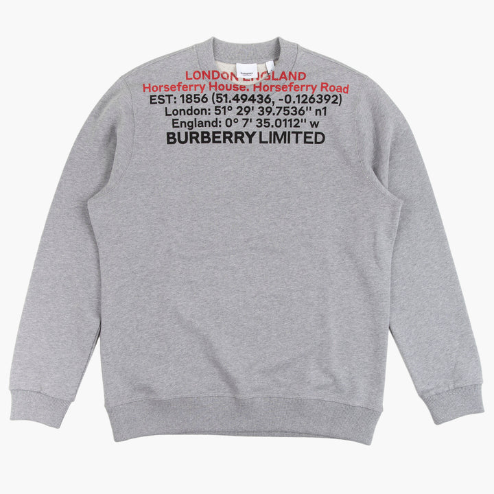 Burberry Grey-Multi Cotton Sweater with Typographic Print